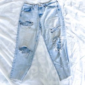 Garage raw hem mom jean